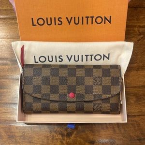 Louis Vuitton Emilie Wallet Damier Ebene with Red Lining